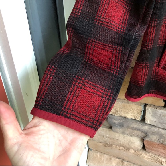 Eddie Bauer red black buffalo check plaid full zip jacket Large EUC - Picture 11 of 11